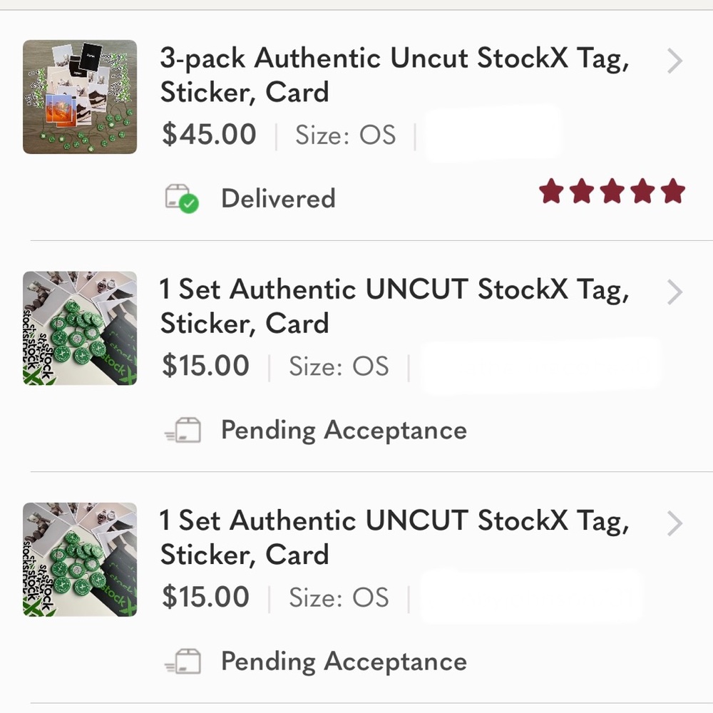 3-pack Authentic Uncut StockX Tag, Sticker, Card - Picture 11 of 11